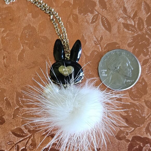 🐰🥚Puff-Puff Bunny Rabbit Necklace EASTER Or With White Fur - NWOT🥚🐰 - Picture 4 of 5